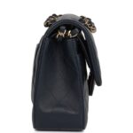Chanel Classic Double Flap Royal Black Lambskin Light Gold Hardware