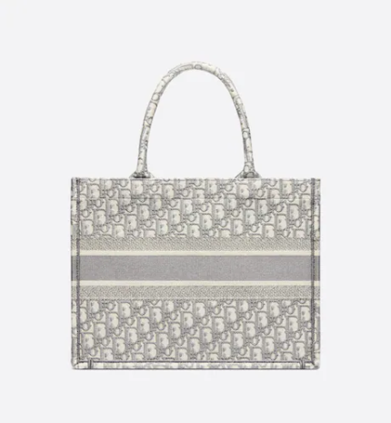 MEDIUM DIOR BOOK TOTE Gray Dior Oblique Embroidery (36 x 27.5 x 16.5 cm)