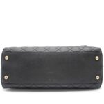 Chanel Medium Coco Handle Quilted Black Caviar Lizard Handle Gold Hardware
