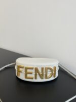 Fendi Praphy Shoulder Bag – Elegant Crescent Silhouette with Signature Gold Logo
