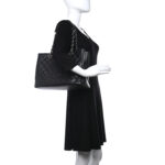 CHANEL Quilted Caviar Leather Tote Bag - Black