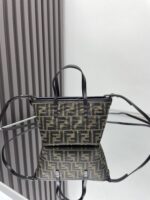 Fendi Roll Mini Basket – Vintage Monogram Detail in Dark Brown Calfskin