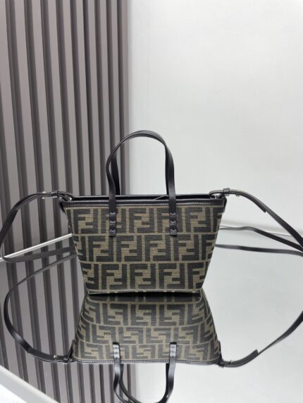 Fendi Roll Mini Basket – Vintage Monogram Detail in Dark Brown Calfskin