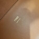 Fendi Medium Shine Tote – Elegant Amber Leather with Signature Logo Accents