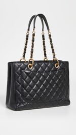 CHANEL Quilted Caviar Leather Tote Bag - Black