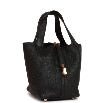 Hermès Picotin Lock 18 Black Clemence Gold Hardware