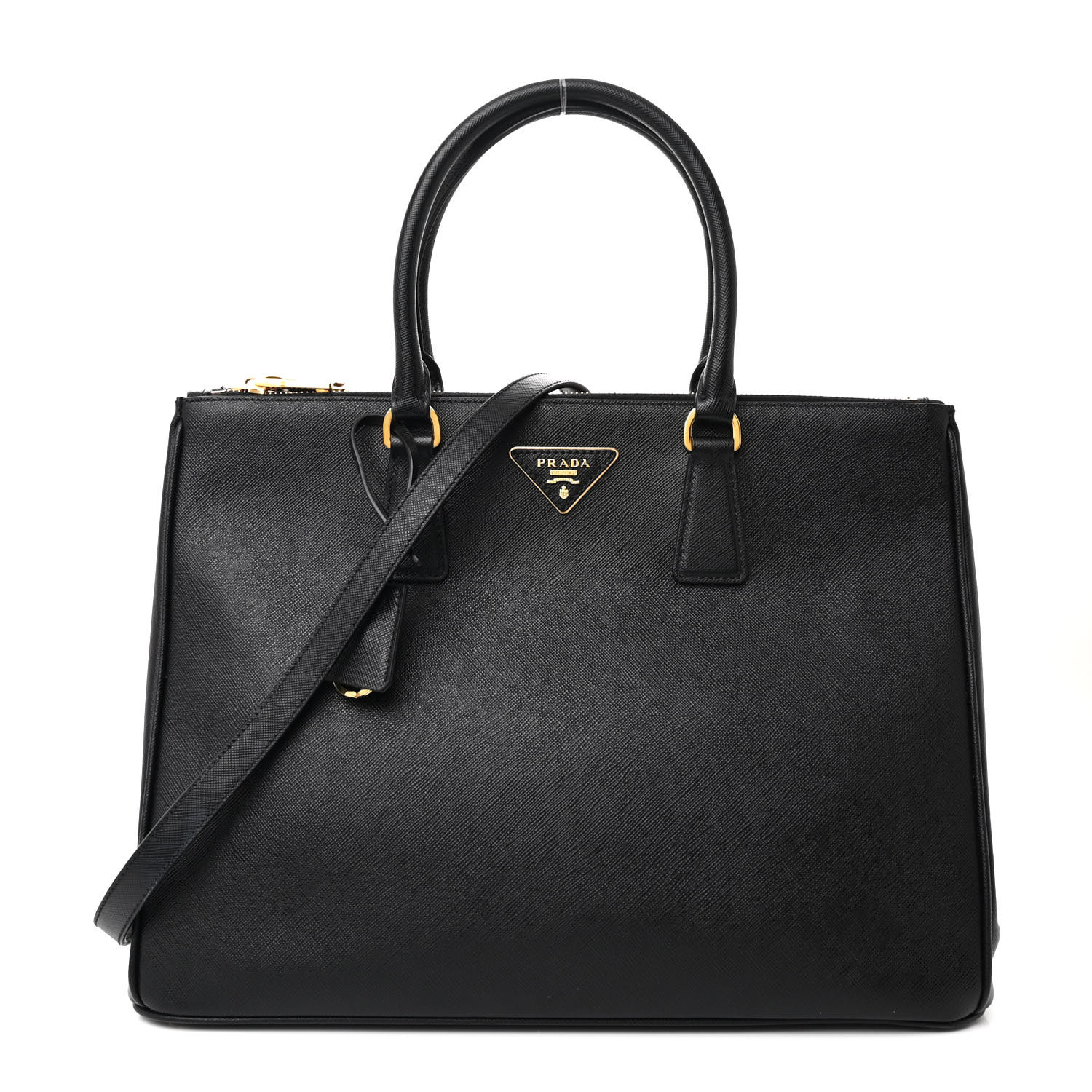 Saffiano Lux Large Galleria Double Zip Tote Black