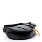 CHRISTIAN DIOR Grained Calfskin Saddle Bag Black