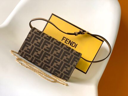 Fendi Compact Baguette Bag in Brown FF Jacquard – Elegant Multi-Way Carry