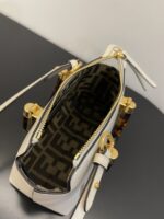 Fendi Mini ByTheWay Bag – Smooth Calfskin, Elegant White with Tortoise Handle