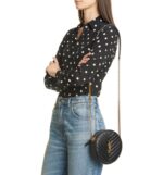 YSL Vinyle Round Camera Bag in Chevron-Quilted Grain de Poudre Embossed Leather