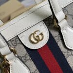 Gucci Ophidia My Good Life Bag – White with Signature Red and Green Webbing, Patent Leather & Double G Pendant, Model 524537