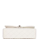 Small Classic Double Flap White Caviar Light Gold Hardware