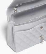 Chanel Medium Classic Double Flap Bag Silver Metallic Lambskin Silver Hardware