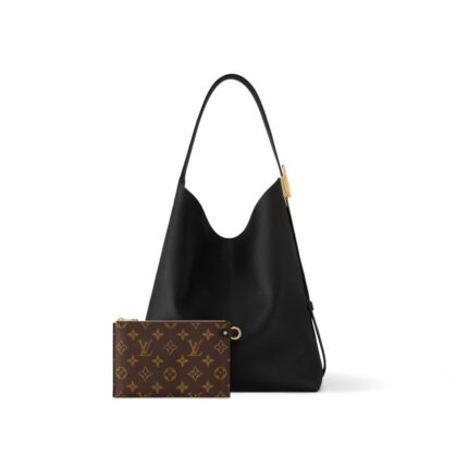 LOW KEY HOBO MM EMBLEM LEATHER BAG IN BLACK
