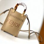 Fendi Mini Sunshine Shopper – Elegant Top Handle Bag in Tortoiseshell Accent