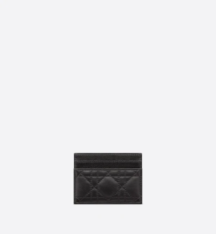 DIOR CARO FIVE-SLOT CARD HOLDER Black Supple Cannage Calfskin