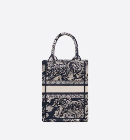 MINI DIOR BOOK TOTE PHONE BAG Blue Toile de Jouy Reverse Embroidery (13 x 18 x 5 cm)