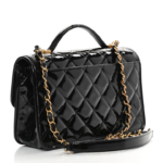 Chanel Patent Quilted Small Top Handle Flap Black