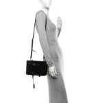 Satin Crystal Mini Galleria Double Zip Tote Black