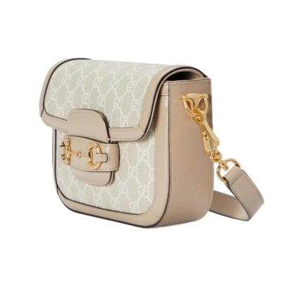 GUCCI HORSEBIT 1955 BAG in Beige/White